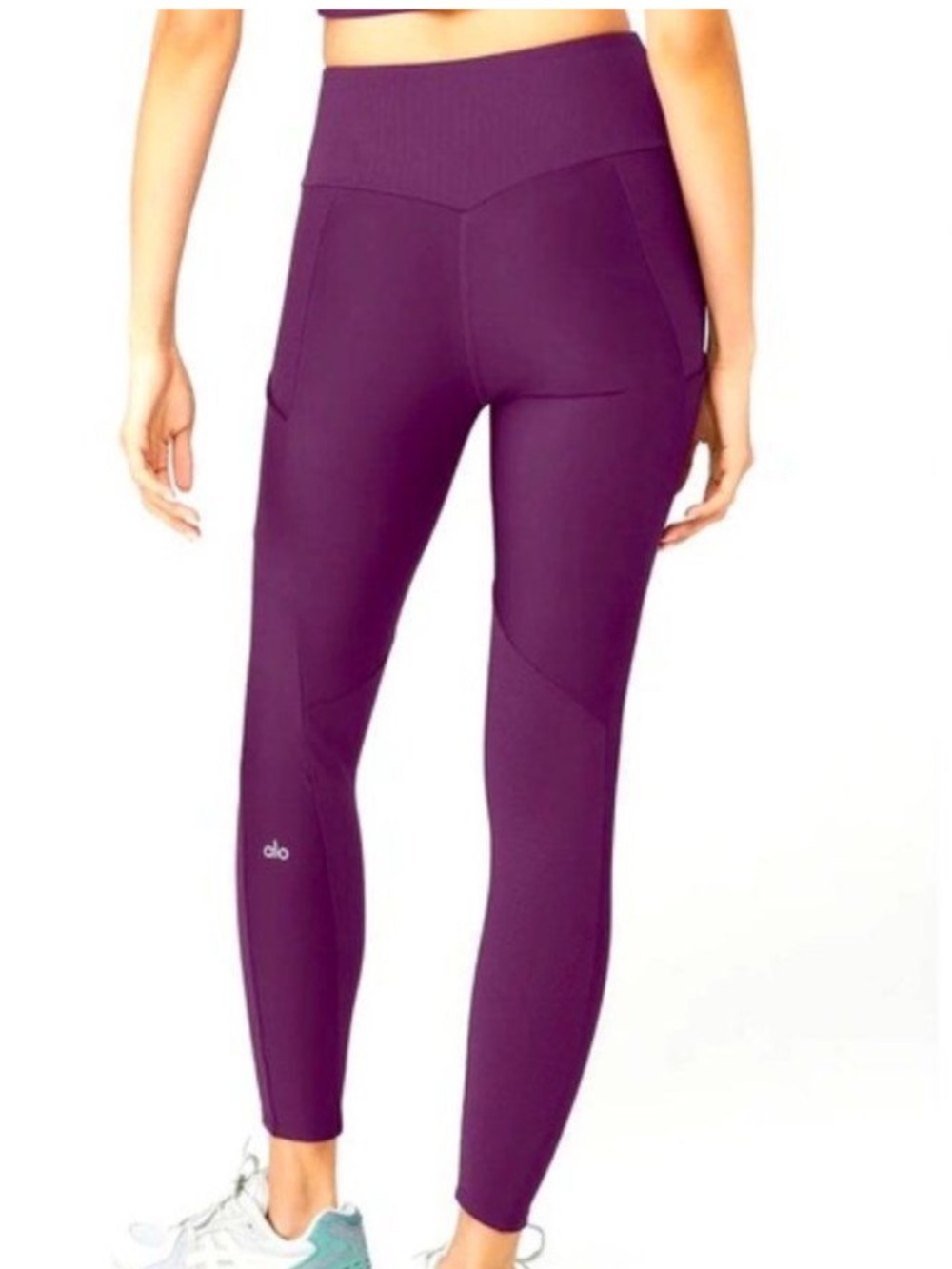 Alo Yoga Ribbed Airlift High Waist 7/8 Legging Dark Plum XS - Picture 5 of 9
